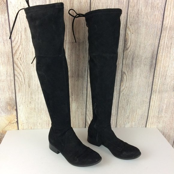 Target Shoes - Black Faux Suede Low Heel Over The Knee Boots Sz 7